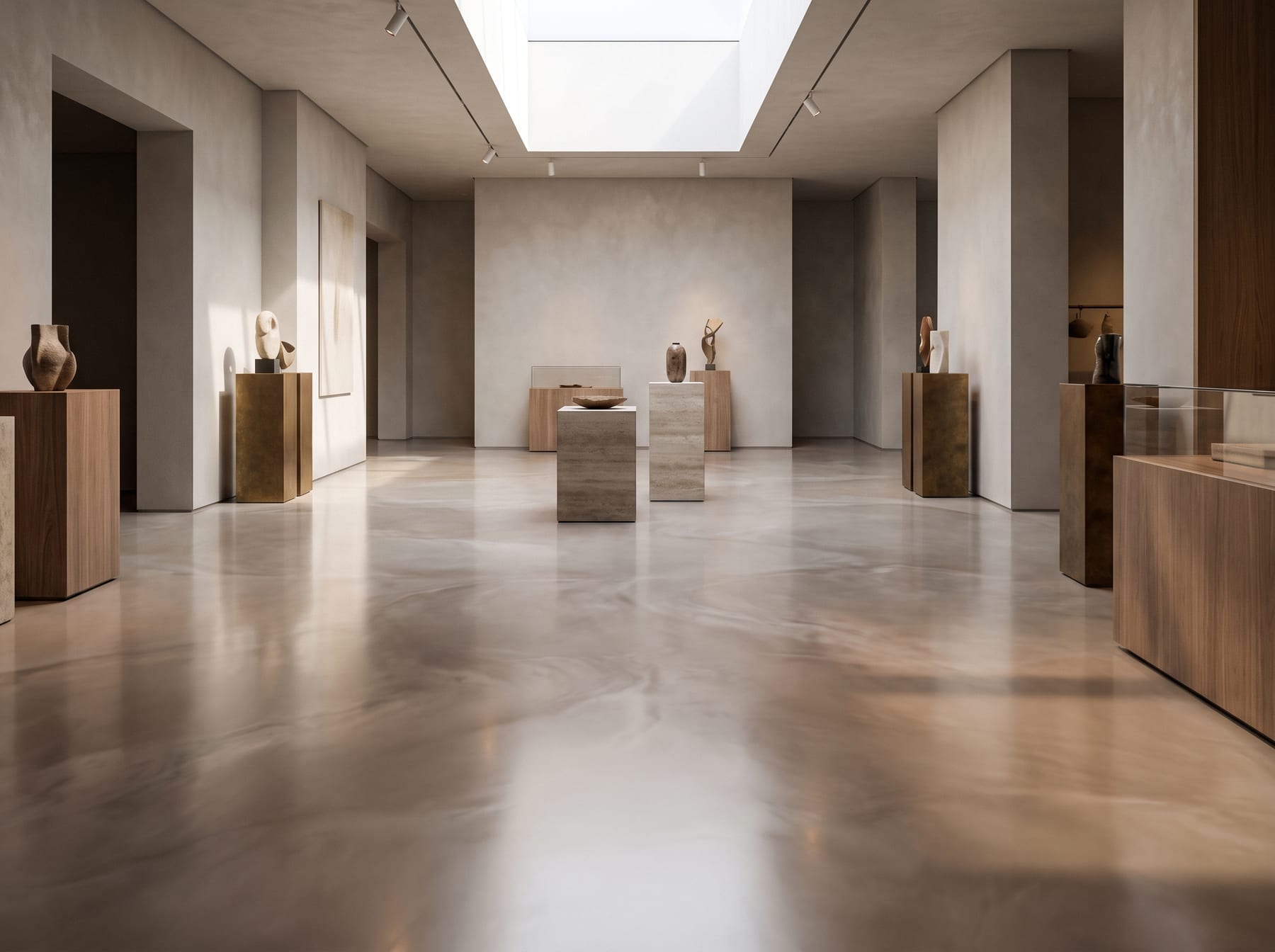 Metallic epoxy resin floor in a refined Abu Dhabi showroom